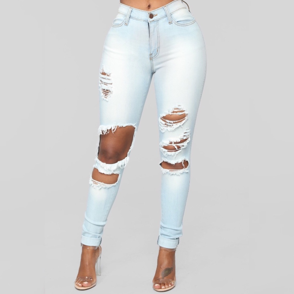 Light blue/washed out ripped jeans